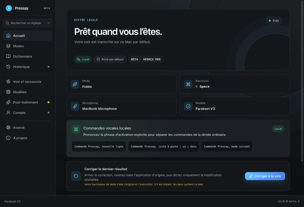 Pressay — Produit personnel · Bêta publique